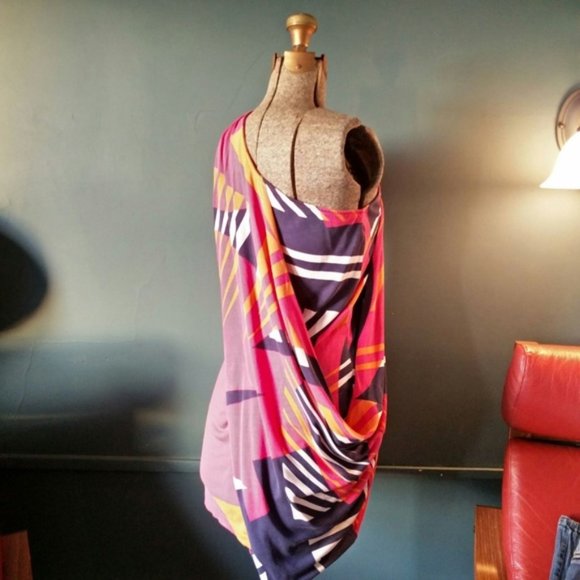 VF DIANE VON FURSTENBERG  mini dress asymmetrical draped sz.2 - Picture 8 of 15